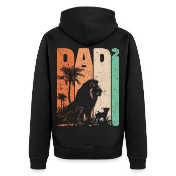Father's Day Lion Dad High Two Kids Gift - Unisex Premium Organic Zip Hoodie - black - Back - Nico (187cm)