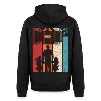 Dad Hoch 2 Vater Zwei Töchter Vatertag Geschenk - Unisex Premium Bio Zip Hoodie - Schwarz - Hinten - Nico (187cm)