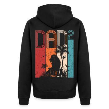Père de deux enfants Safari Lion Fête des pères - Veste à capuche bio Premium Unisexe - noir - Dos - Nico (187cm)
