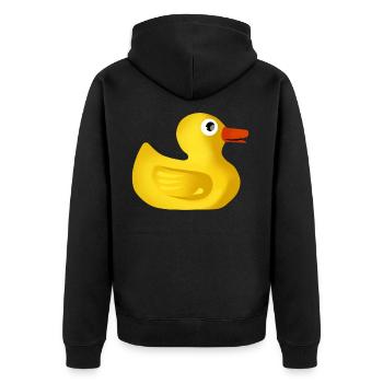 Süße Quietscheente - Unisex Premium Bio Zip Hoodie - Schwarz - Hinten - Nico (187cm)