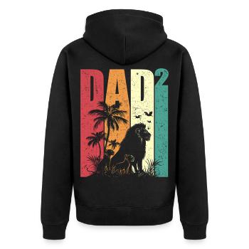 Dad High Two Leo Father Two Children Father's Day - Unisex Premium Organic Zip Hoodie - black - Back - Nico (187cm)