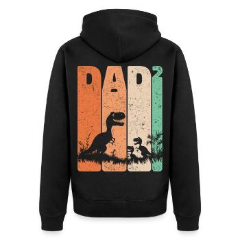 Dad Hoch 2 Dino Zwei Kinder Vatertag Geschenk - Unisex Premium Bio Zip Hoodie - Schwarz - Hinten - Nico (187cm)