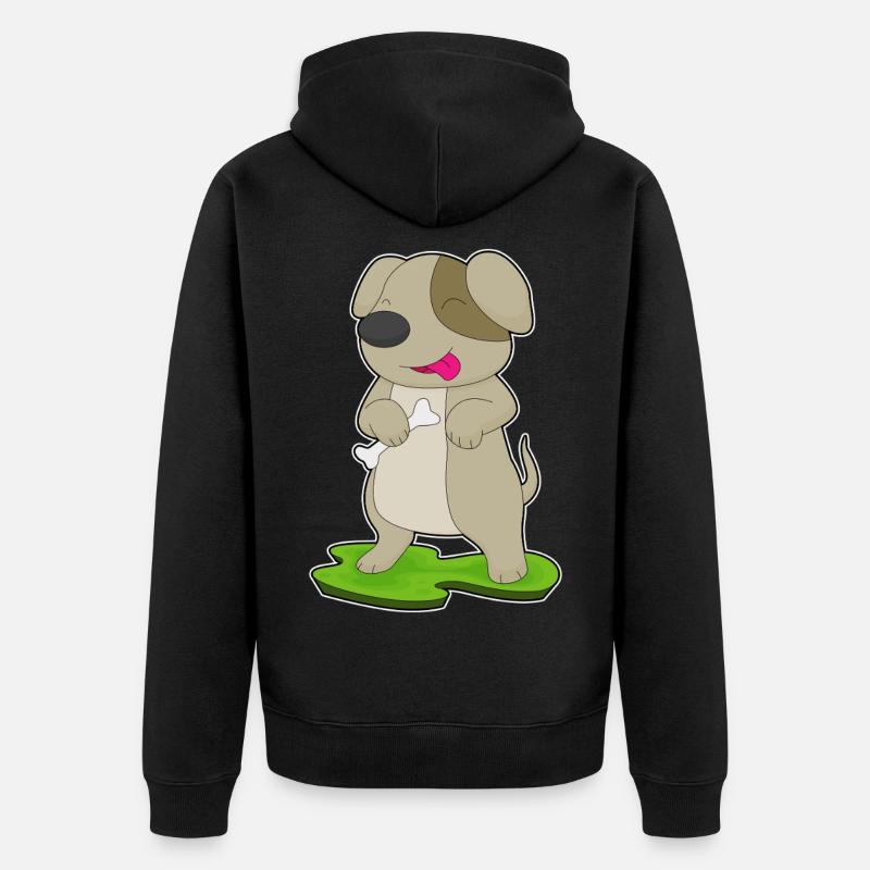 Hund Knochen - Unisex Premium Bio Zip Hoodie - Schwarz