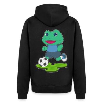Frosch Fußballspieler Fußball - Unisex Premium Bio Zip Hoodie - Schwarz - Hinten - Nico (187cm)