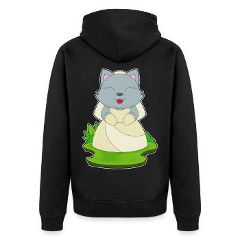 Katze Braut Schleier Hochzeit - Unisex Premium Bio Zip Hoodie - Schwarz - Hinten - Nico (187cm)