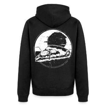 Dessin de pièce de pizza - Veste à capuche bio Premium Unisexe - noir - Dos - Nico (187cm)