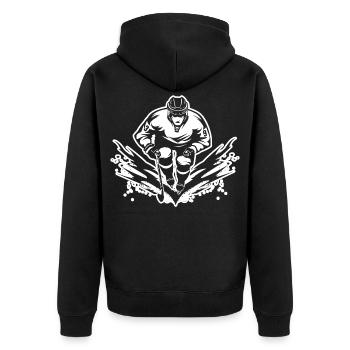 Eishockeyspieler Zeichnung - Unisex Premium Bio Zip Hoodie - Schwarz - Hinten - Nico (187cm)