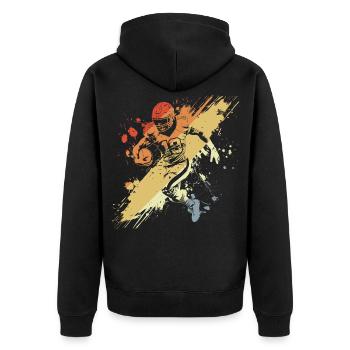 Vintage Footballspieler - Unisex Premium Bio Zip Hoodie - Schwarz - Hinten - Nico (187cm)