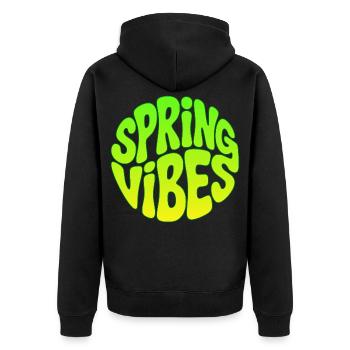 Spring vibes - Unisex Premium Organic Zip Hoodie - black - Back - Nico (187cm)