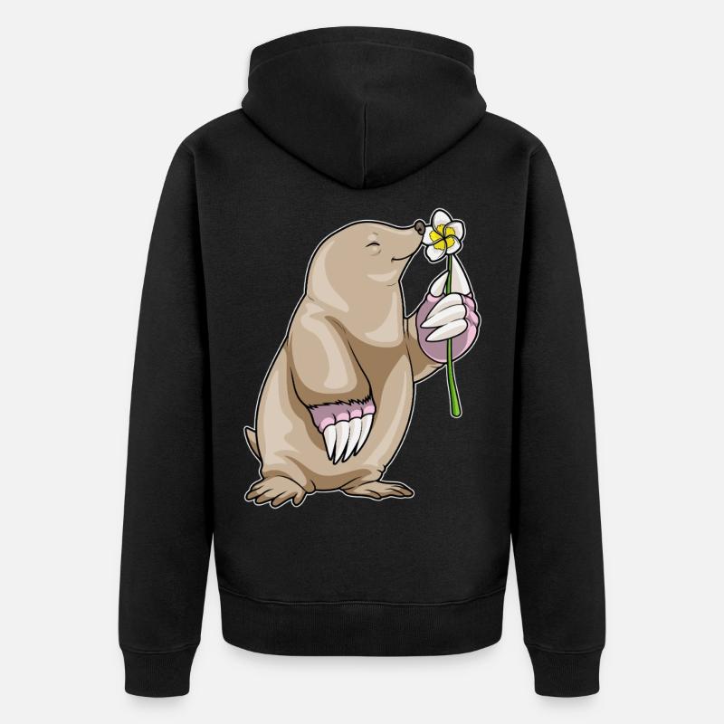 Taupe Plumeria Fleurs - Veste à capuche bio Premium Unisexe - noir