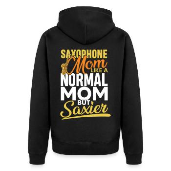 Saxophone mom like a normal mom - Unisex Premium Bio Zip Hoodie - Schwarz - Hinten - Nico (187cm)