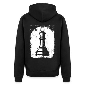 Chess Pieces Drawing - Unisex Premium Organic Zip Hoodie - black - Back - Nico (187cm)