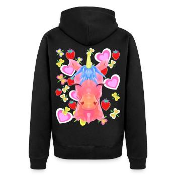 Unicorn Retro Unicorns Kids Child Baby Hearts - Unisex Premium Organic Zip Hoodie - black - Back - Nico (187cm)