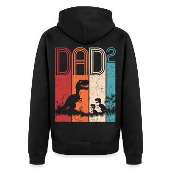 Papa Von Zwei Kindern Tyrannosaurus Rex Vatertag - Unisex Premium Bio Zip Hoodie - Schwarz - Hinten - Nico (187cm)