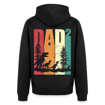Dino Dad High Two Dad Two Children Father's Day - Unisex Premium Organic Zip Hoodie - black - Back - Nico (187cm)