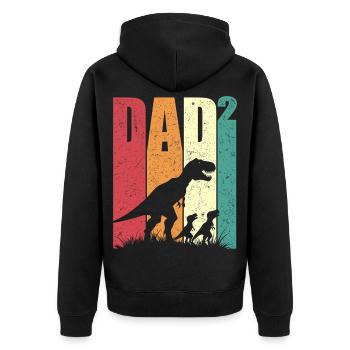 Zwei Kinder Dad Hoch 2 Vatertag Tyrannosaurus Rex - Unisex Premium Bio Zip Hoodie - Schwarz - Hinten - Nico (187cm)