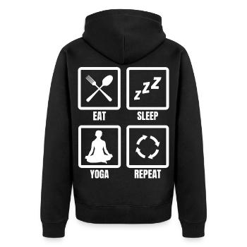 Eat Sleep Yoga Repeat - Unisex Premium Bio Zip Hoodie - Schwarz - Hinten - Nico (187cm)