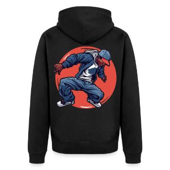 Breakdancing - Unisex Premium Bio Zip Hoodie - Schwarz - Hinten - Nico (187cm)