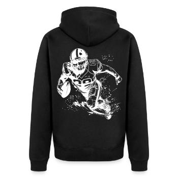 Footballspieler - Unisex Premium Bio Zip Hoodie - Schwarz - Hinten - Nico (187cm)