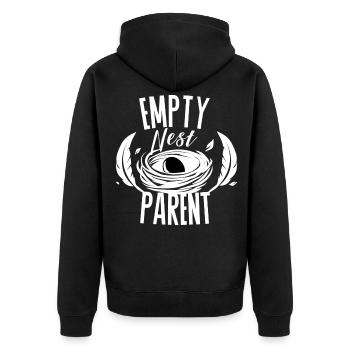 Empty Nest Parent – Minimal Eltern Design - Unisex Premium Organic Zip Hoodie - black - Back - Nico (187cm)