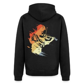 Violinist Retro Look - Unisex Premium Bio Zip Hoodie - Schwarz - Hinten - Nico (187cm)