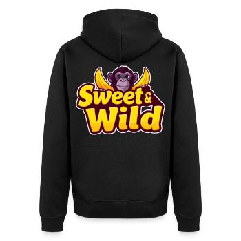 Süß und Wild - Unisex Premium Bio Zip Hoodie - Schwarz - Hinten - Nico (187cm)