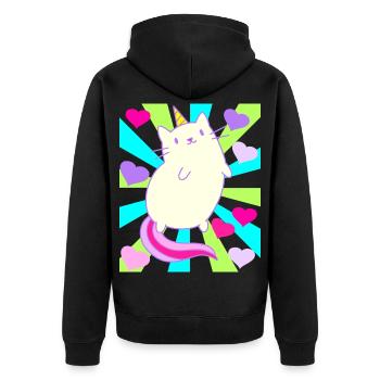 Licorne Licornes Chat Chat Rétro Enfants - Veste à capuche bio Premium Unisexe - noir - Dos - Nico (187cm)