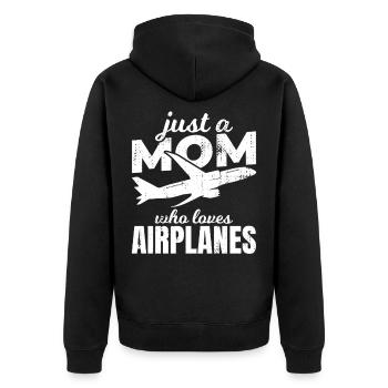 Maman qui adore les avions - Veste à capuche bio Premium Unisexe - noir - Dos - Nico (187cm)