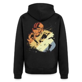 Retro Footballspieler - Unisex Premium Bio Zip Hoodie - Schwarz - Hinten - Nico (187cm)