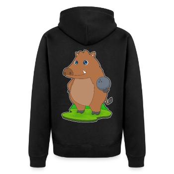 Eber Bowling Bowlingkugel - Unisex Premium Bio Zip Hoodie - Schwarz - Hinten - Nico (187cm)