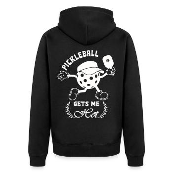 Pickleball gets me hot - Unisex Premium Organic Zip Hoodie - black - Back - Nico (187cm)