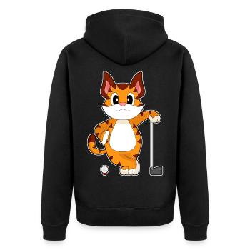 Tiger Golf Golf Clubs - Unisex Premium Organic Zip Hoodie - black - Back - Nico (187cm)