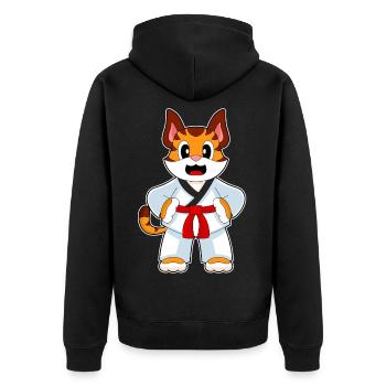 Tiger Karate Kampfsport - Unisex Premium Bio Zip Hoodie - Schwarz - Hinten - Nico (187cm)