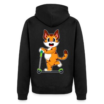 Tiger Tretroller - Unisex Premium Bio Zip Hoodie - Schwarz - Hinten - Nico (187cm)