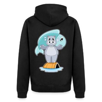 Hippopotame pêcheur à la ligne - Veste à capuche bio Premium Unisexe - noir - Dos - Nico (187cm)