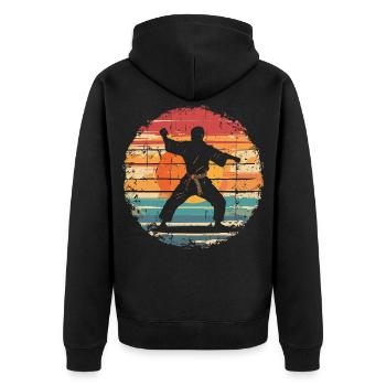 Karateka - Unisex Premium Bio Zip Hoodie - Schwarz - Hinten - Nico (187cm)