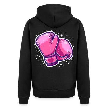 Boxing Gloves Graphic - Unisex Premium Organic Zip Hoodie - black - Back - Nico (187cm)