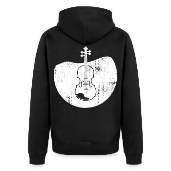 Geige Zeichnung - Unisex Premium Bio Zip Hoodie - Schwarz - Hinten - Nico (187cm)