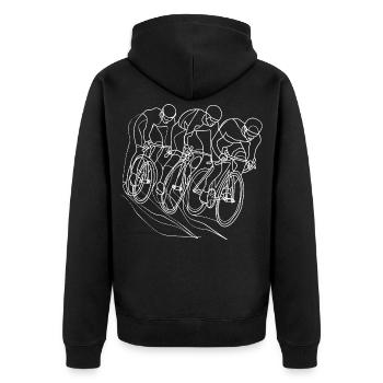 Cyclist Line Drawing - Unisex Premium Organic Zip Hoodie - black - Back - Nico (187cm)