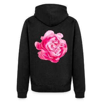 Blume Prinzessin Alexandra von Kent Rose - Unisex Premium Bio Zip Hoodie - Schwarz - Hinten - Nico (187cm)