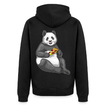 Panda Pizza - Unisex Premium Bio Zip Hoodie - Schwarz - Hinten - Nico (187cm)