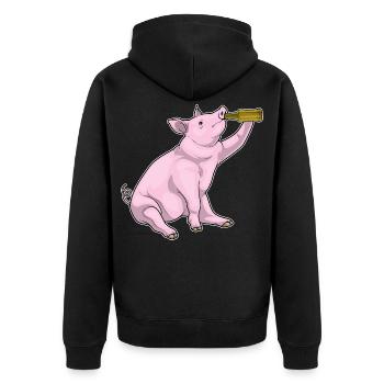 Bouteille de bière de porc - Veste à capuche bio Premium Unisexe - noir - Dos - Nico (187cm)
