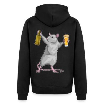 Ratte Flasche Bier - Unisex Premium Bio Zip Hoodie - Schwarz - Hinten - Nico (187cm)