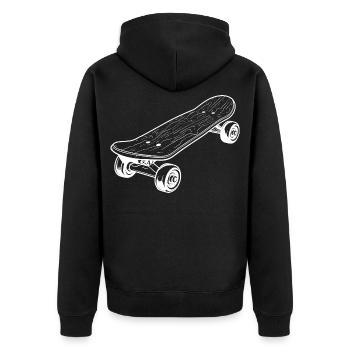 Skateboard Skizze - Unisex Premium Bio Zip Hoodie - Schwarz - Hinten - Nico (187cm)