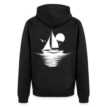 Segeln Zeichnung - Unisex Premium Bio Zip Hoodie - Schwarz - Hinten - Nico (187cm)