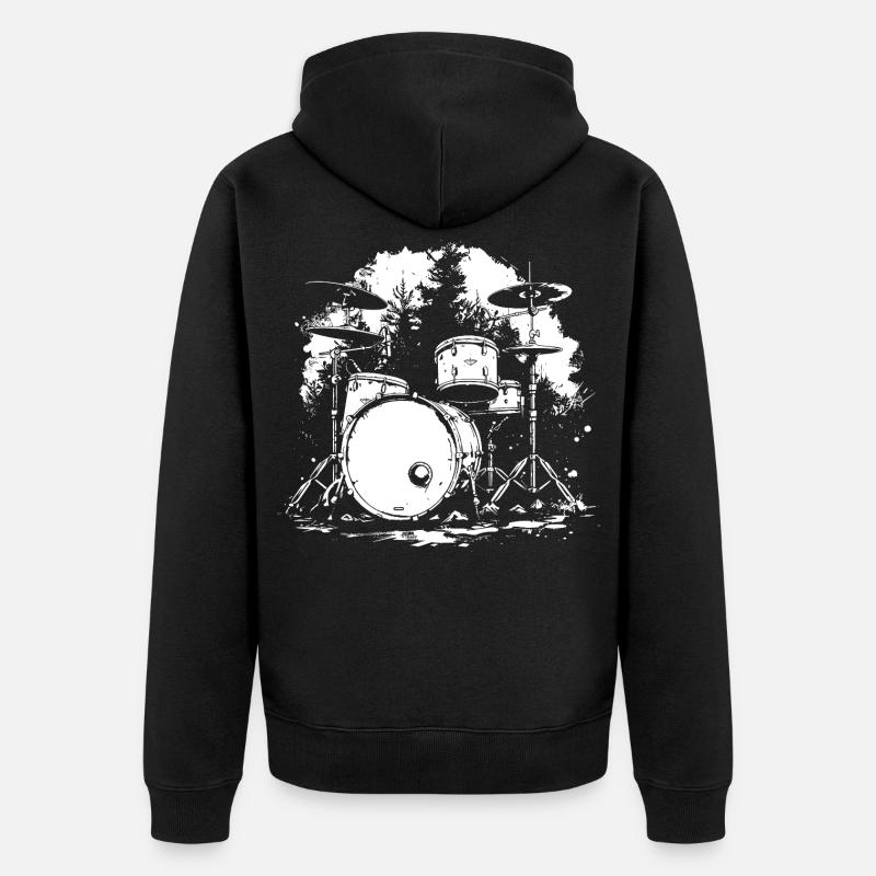 Schlagzeug - Unisex Premium Bio Zip Hoodie - Schwarz