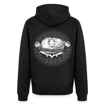 Leberkas Zen – Pleine conscience avec humour - Veste à capuche bio Premium Unisexe - noir - Dos - Nico (187cm)