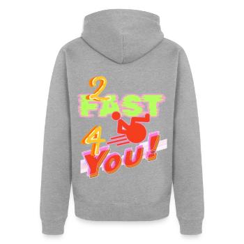 I'm too fast for you in my wheelchair # - Unisex Premium Organic Zip Hoodie - heather grey - Back - Nico (187cm)