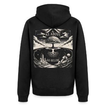 As Above So Below Tree | Hermetic Art Print - Unisex Premium Organic Zip Hoodie - black - Back - Nico (187cm)
