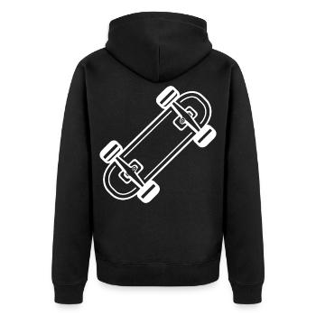 Skateboard Comic-Stil - Unisex Premium Bio Zip Hoodie - Schwarz - Hinten - Nico (187cm)